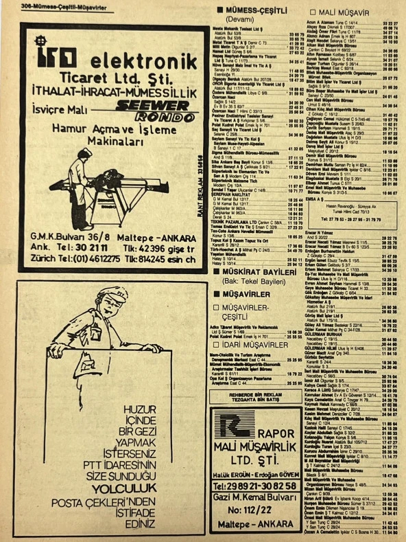 Ankara 1986 Meslek Reklam İlanı Efemera S305 - Resim 2