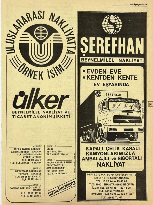 Ankara 1986 Meslek Reklam İlanı Efemera S329 ürün görseli 1