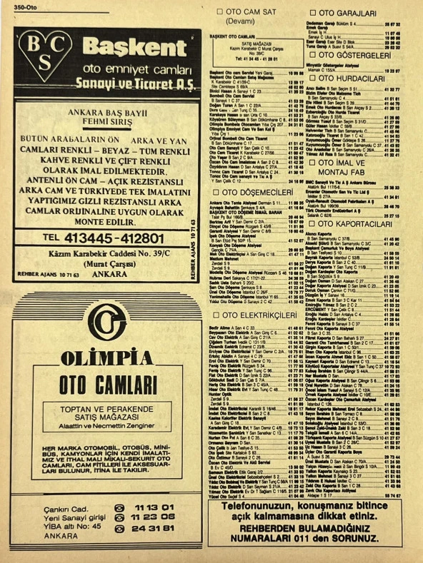 Ankara 1986 Meslek Reklam İlanı Efemera S349 - Resim 2