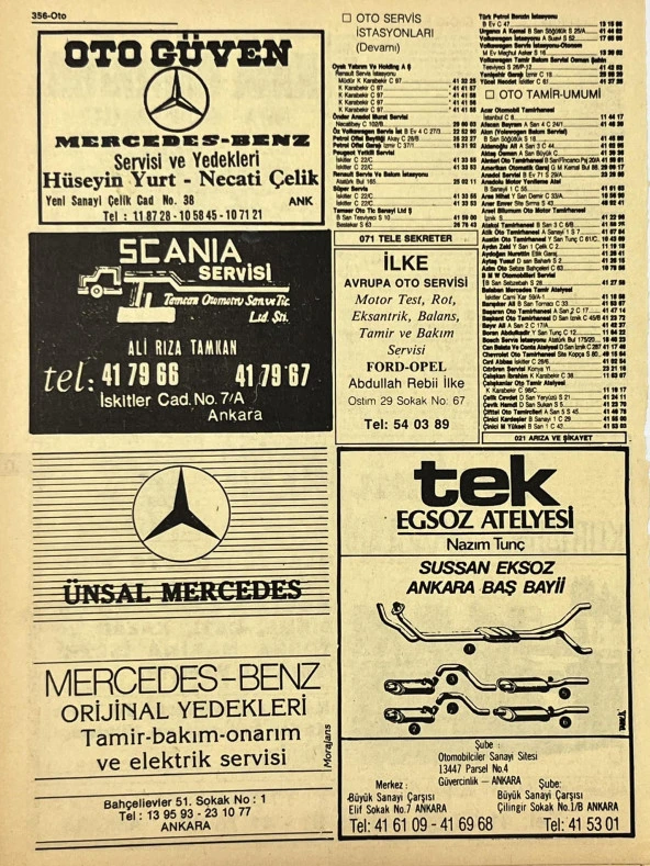 Ankara 1986 Meslek Reklam İlanı Efemera S355 - Resim 2
