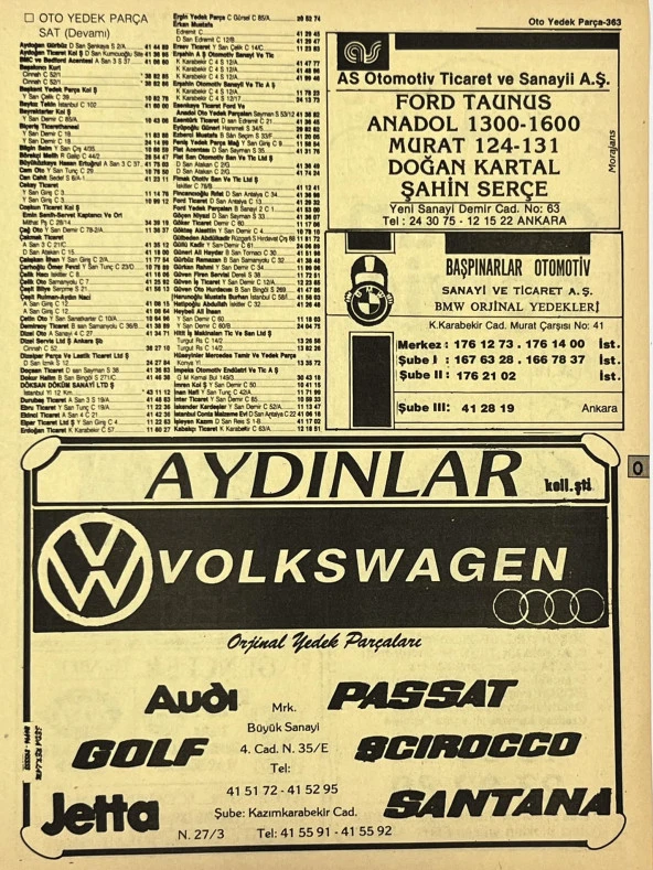 Ankara 1986 Meslek Reklam İlanı Efemera S363 ürün görseli 1