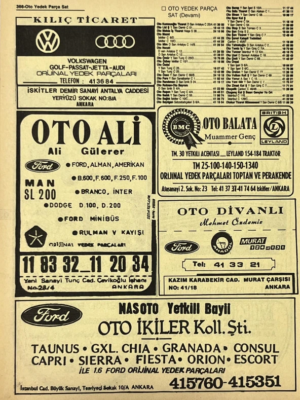 Ankara 1986 Meslek Reklam İlanı Efemera S365 - Resim 2