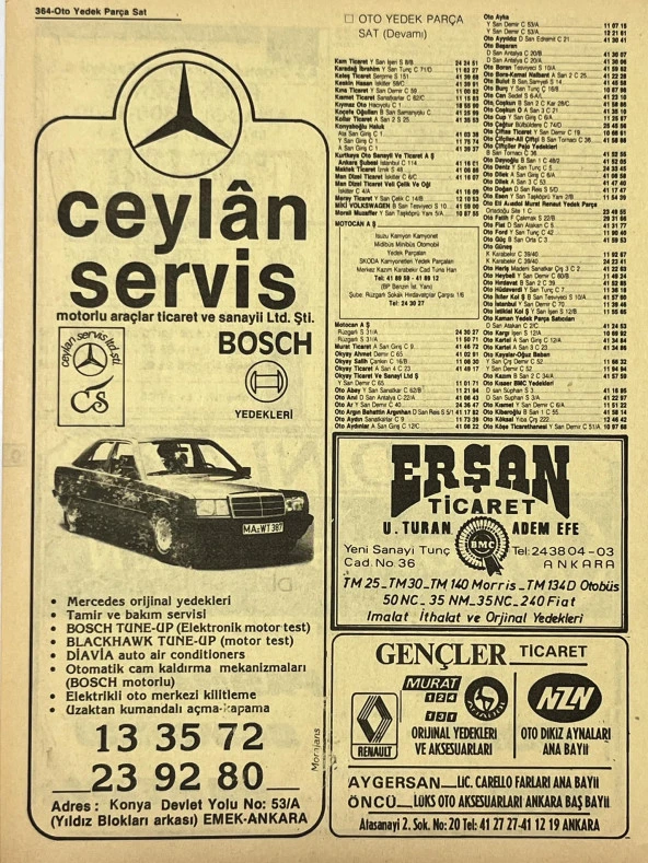 Ankara 1986 Meslek Reklam İlanı Efemera S363 - Resim 2