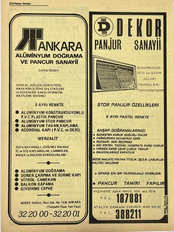 Ankara 1986 Meslek Reklam İlanı Efemera S369 - Resim 2