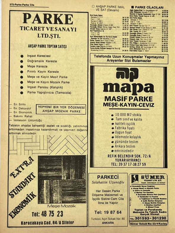 Ankara 1986 Meslek Reklam İlanı Efemera S371 - Resim 2