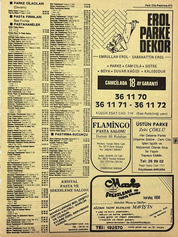 Ankara 1986 Meslek Reklam İlanı Efemera S373 ürün görseli 1