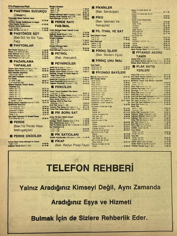 Ankara 1986 Meslek Reklam İlanı Efemera S373 - Resim 2