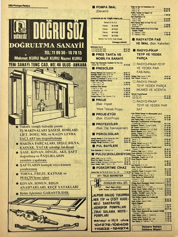 Ankara 1986 Meslek Reklam İlanı Efemera S379 - Resim 2