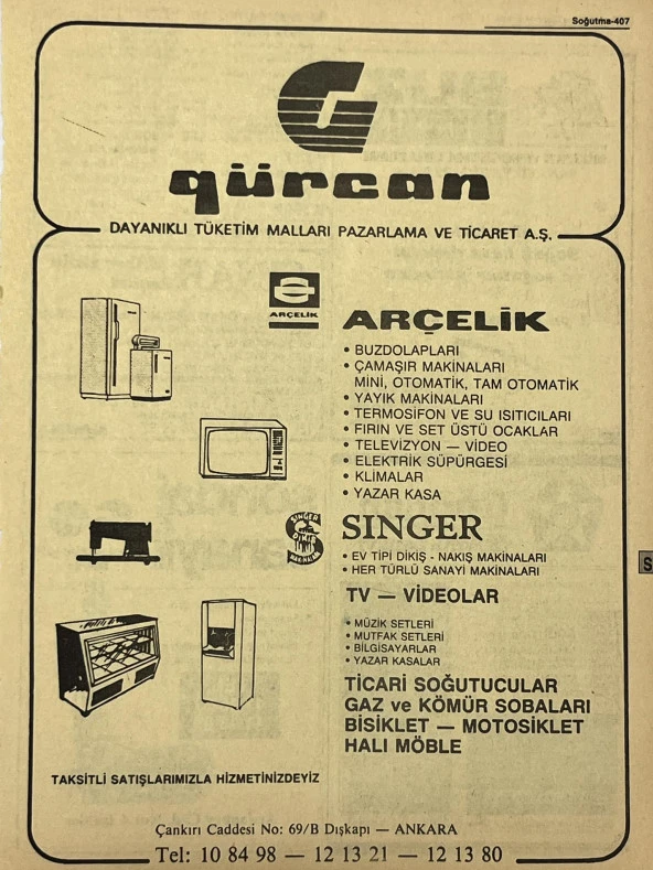 Ankara 1986 Meslek Reklam İlanı Efemera S407 ürün görseli 1