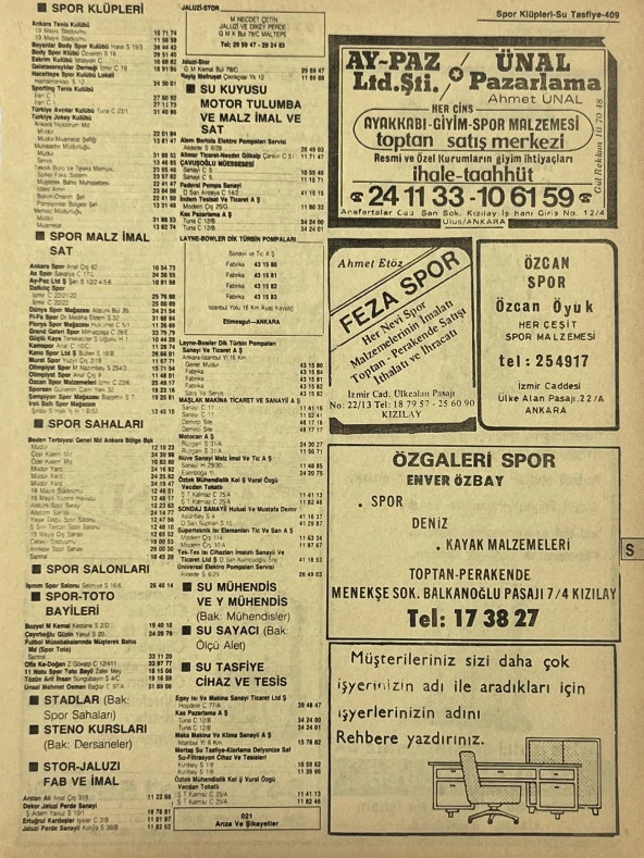 Ankara 1986 Meslek Reklam İlanı Efemera S409 ürün görseli 1