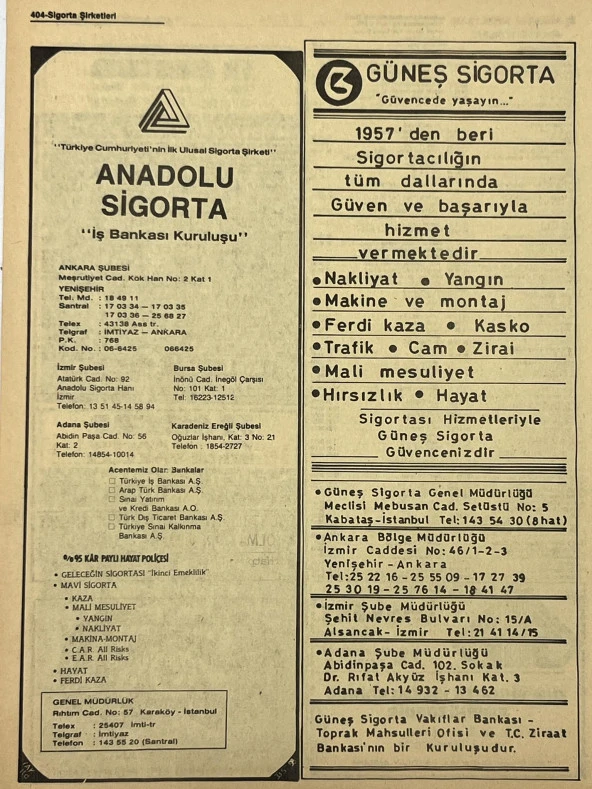 Ankara 1986 Meslek Reklam İlanı Efemera S403 - Resim 2