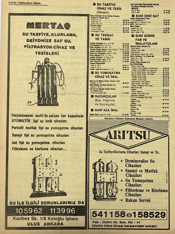 Ankara 1986 Meslek Reklam İlanı Efemera S409 - Resim 2
