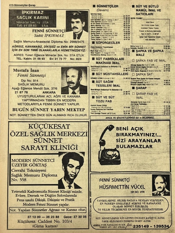 Ankara 1986 Meslek Reklam İlanı Efemera S411 - Resim 2