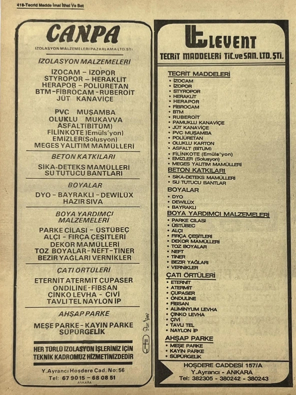 Ankara 1986 Meslek Reklam İlanı Efemera S417 - Resim 2