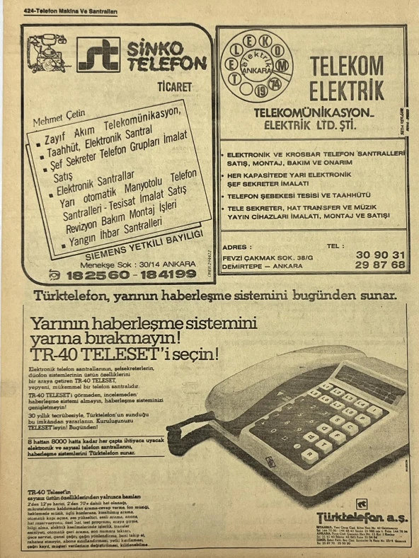 Ankara 1986 Meslek Reklam İlanı Efemera S423 - Resim 2