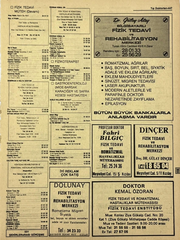 Ankara 1986 Meslek Reklam İlanı Efemera S447 ürün görseli