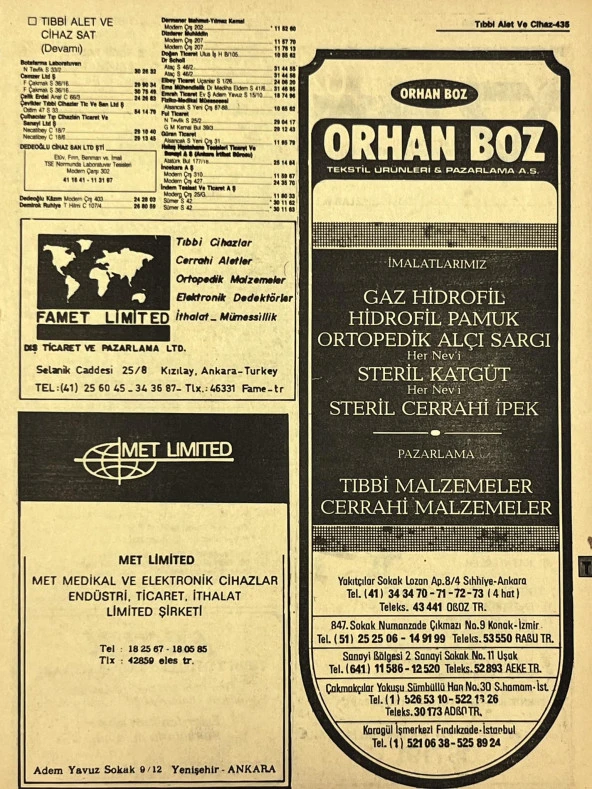 Ankara 1986 Meslek Reklam İlanı Efemera S435 ürün görseli