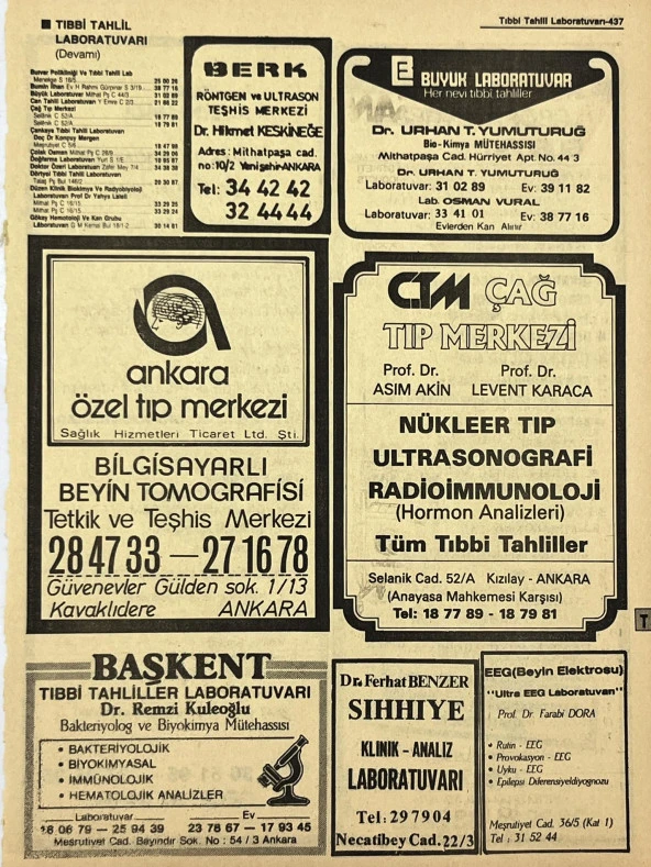 Ankara 1986 Meslek Reklam İlanı Efemera S437 ürün görseli