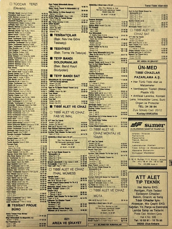 Ankara 1986 Meslek Reklam İlanı Efemera S433 ürün görseli 1