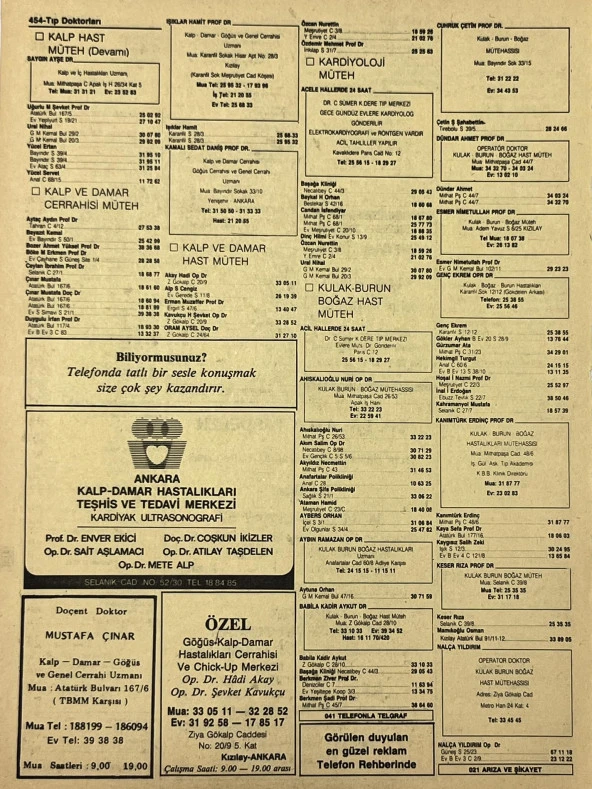 Ankara 1986 Meslek Reklam İlanı Efemera S453 - Resim 2