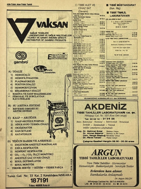 Ankara 1986 Meslek Reklam İlanı Efemera S435 - Resim 2