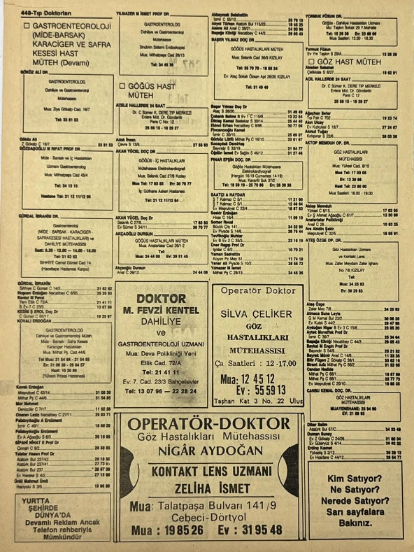 Ankara 1986 Meslek Reklam İlanı Efemera S447 - Resim 2