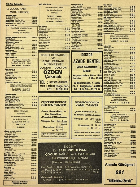 Ankara 1986 Meslek Reklam İlanı Efemera S441 - Resim 2