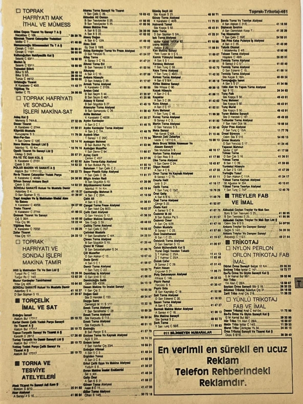 Ankara 1986 Meslek Reklam İlanı Efemera S461 ürün görseli 1