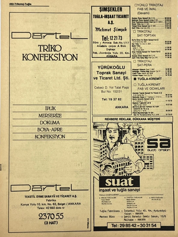 Ankara 1986 Meslek Reklam İlanı Efemera S461 - Resim 2