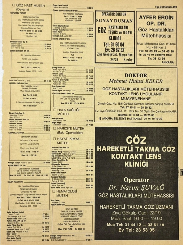 Ankara 1986 Meslek Reklam İlanı Efemera S449 ürün görseli 1