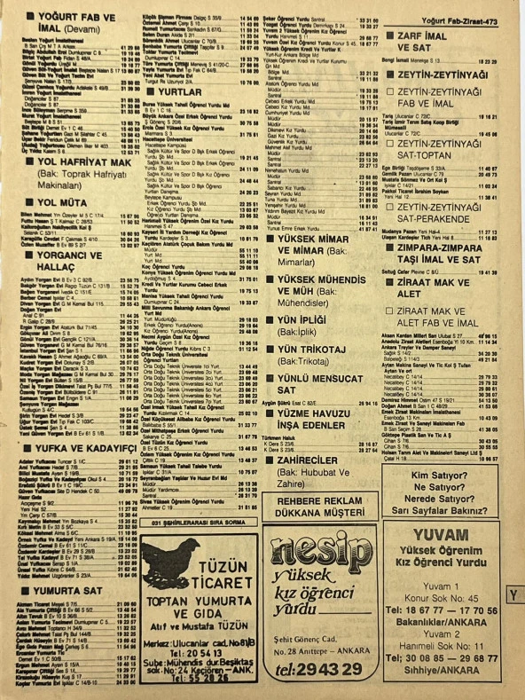 Ankara 1986 Meslek Reklam İlanı Efemera S473 ürün görseli 1