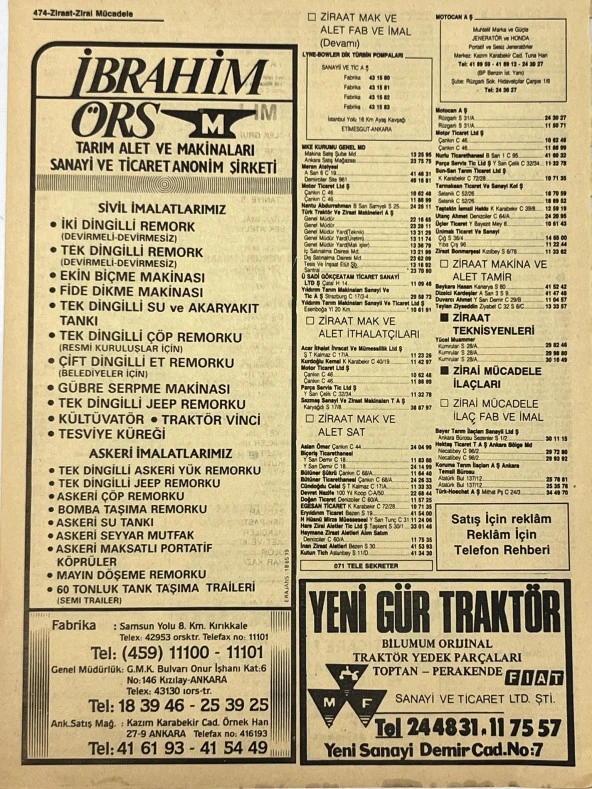 Ankara 1986 Meslek Reklam İlanı Efemera S473 - Resim 2