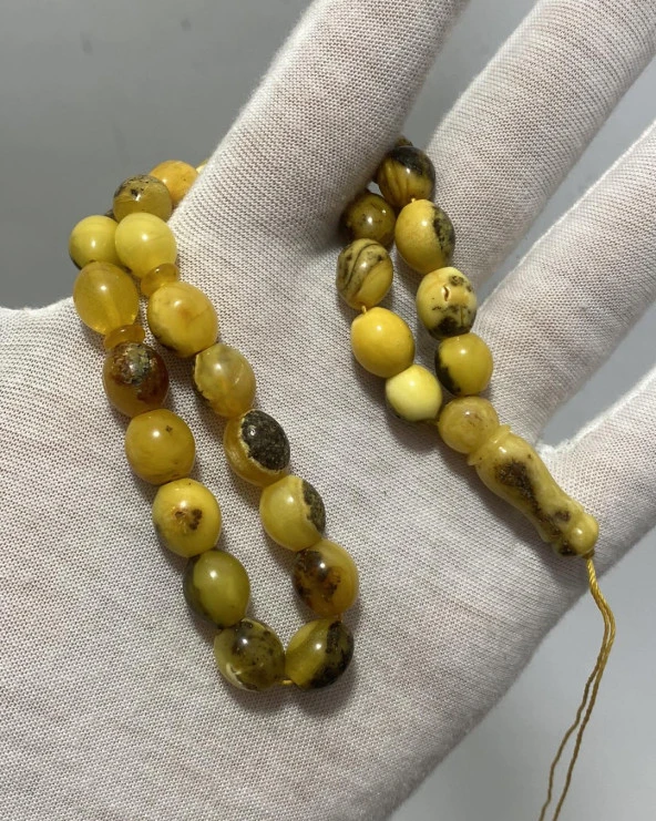 Doğal Kaya Damla Kehribar Tesbih 33lük 18,10 Gram - Resim 4