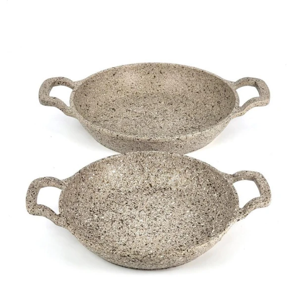 OMS 3729 Döküm Granit 2 Parça Kapaksız Sahan Set 18-20 cm Kumbeji - 2