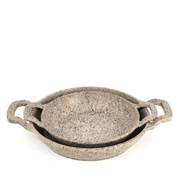 OMS 3729 Döküm Granit 2 Parça Kapaksız Sahan Set 18-20 cm Kumbeji - 3