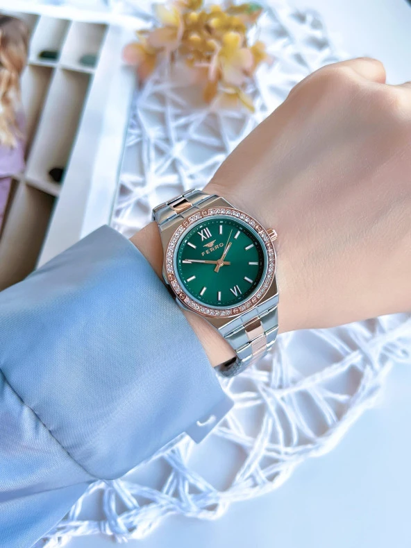 Ferro Çelik Kordonlu Gümüş/Rose Kararmaz Renk Atmaz 3 Atm  Özel Tasarım Kadın Kol Saati BFL21358-E - Resim 2