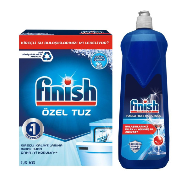 Finish Bulaşık Makinesi Özel Tuz 1.5 Kg + Finish Bulaşık Makinesi Parlatıcı 800 Ml (2'li Set)