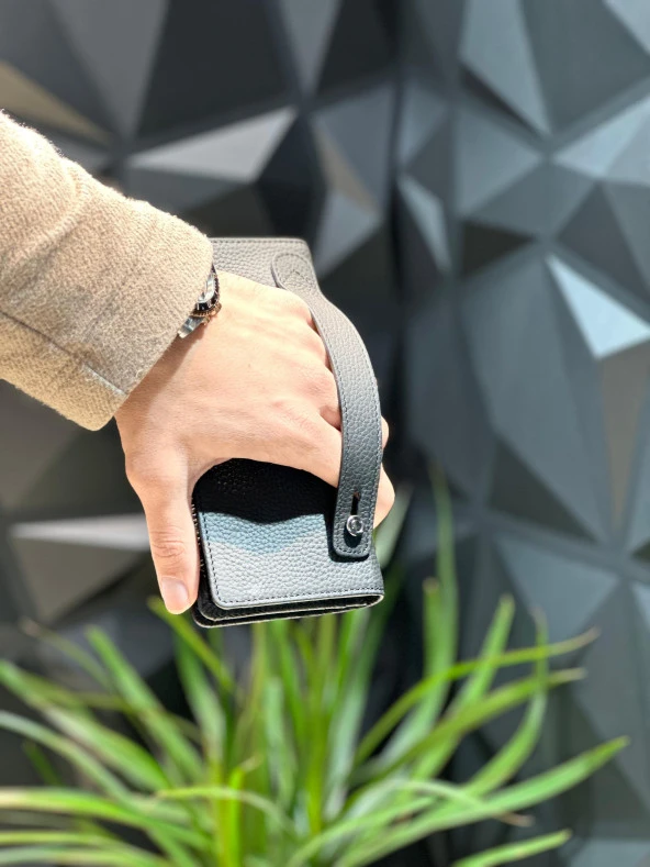 Telefon Bölmeli Unisex Hakiki Deri Telefon Hazneli Uzun Cüzdan Mıknatıslı Ve El Bantlı Cüzdan.MACONS - 2
