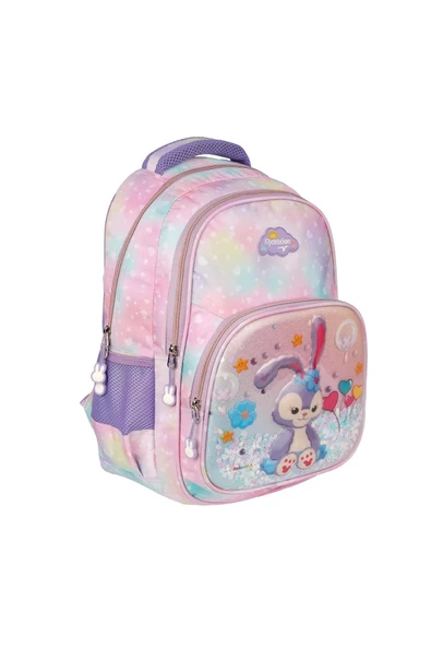 Kız Çocuk Kabartmalı Figürlü ve Pullu 3'lü Takım İlkokul Sırt Çantası Beslenme ve Kalemlikli SYG1370-Tavşan - Resim 4