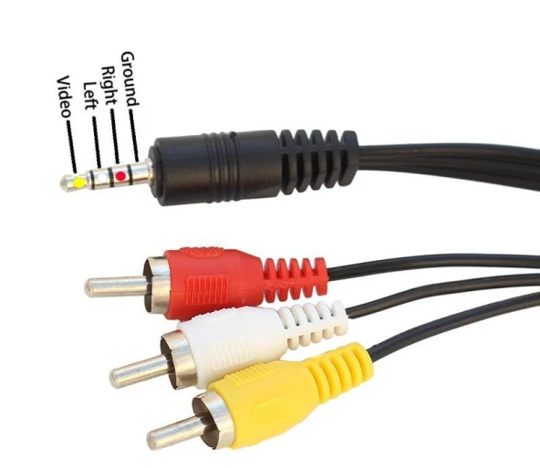PrimeX PX-4824 3.5 mm Stereo To 3 Rca Dişi Tos Çevirici Dönüştürücü Ses/Görüntü Kablosu, 3.5mm to Rca Görüntü Aktarıcı - 3