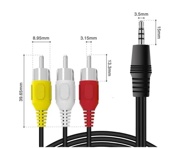 PrimeX PX-4824 3.5 mm Stereo To 3 Rca Dişi Tos Çevirici Dönüştürücü Ses/Görüntü Kablosu, 3.5mm to Rca Görüntü Aktarıcı - 5