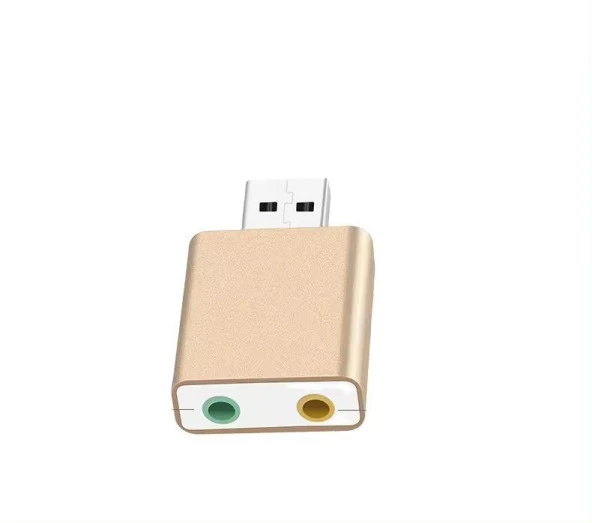 PrimeX PX-5019 7.1 Sanal USB Ses Kartı, Gold Metal USB Ses Kartı Çevirici, USB to Ses Dönüştürücü