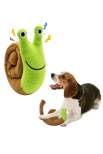 Salyangoz Peluş Köpek Sesli Oyuncağı Ödül Mama Saklama Ve Çiğneme Oyuncağı 1 ADET - Resim 2