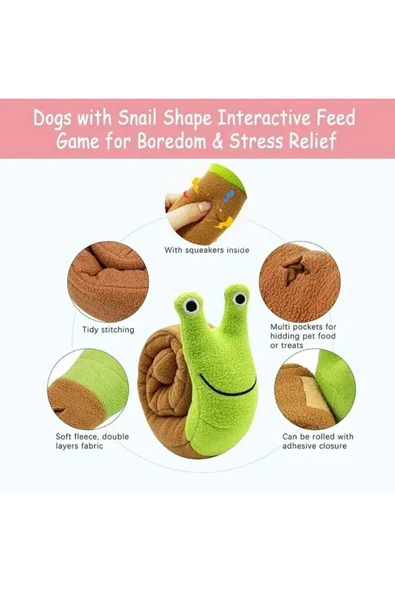 Salyangoz Peluş Köpek Sesli Oyuncağı Ödül Mama Saklama Ve Çiğneme Oyuncağı 1 ADET - Resim 4