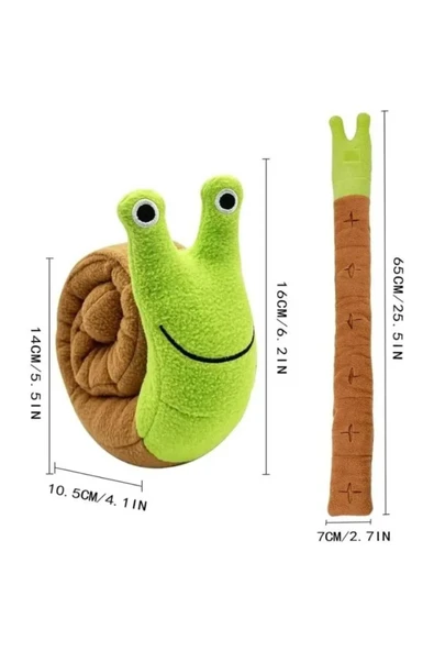 Salyangoz Peluş Köpek Sesli Oyuncağı Ödül Mama Saklama Ve Çiğneme Oyuncağı 1 ADET - Resim 5
