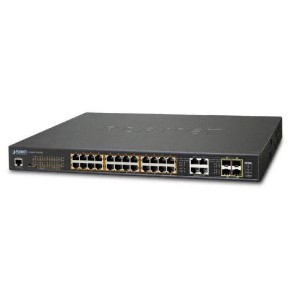 Yönetilebilir Gigabit PoE Switch (Gigabit PoE Managed Switch)
24 x 10/100/1000Base-T IEEE 802.3 at/af/bt Ultra PoE Injector (Port 1 ile Port-24 arası) (Port başına 60 watt) (PoE Güç Bütçesi maks. 600 watt)
4 x 100/1000BASE-X mini-