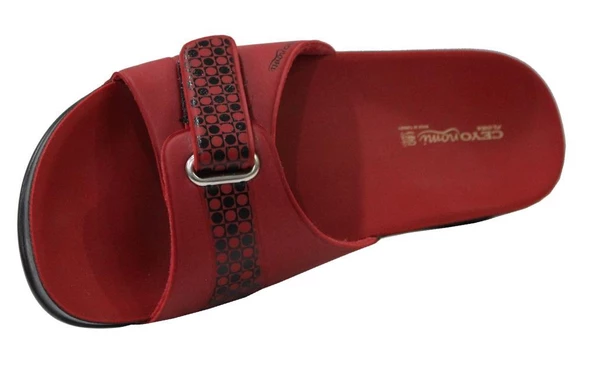 Ceyo Flora Kırmızı Ortapedik Bayan Terlik & Sandalet - Resim 4