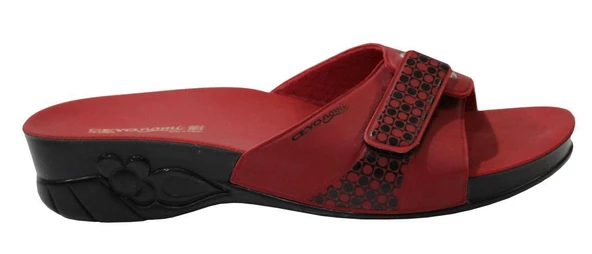 Ceyo Flora Kırmızı Ortapedik Bayan Terlik & Sandalet - Resim 2
