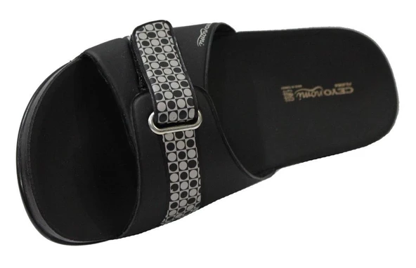 Ceyo Flora Siyah Ortapedik Bayan Terlik & Sandalet - Resim 4