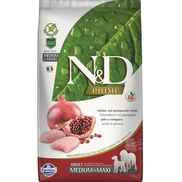 Nd Tahılsız Prime Tavuklu Narlı Med-Maxi Köpek Maması 12 Kg